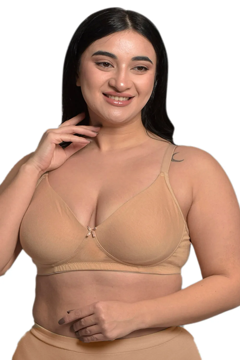 Plus Size Beige Organic Cotton Bamboo Non padded Everyday Bra