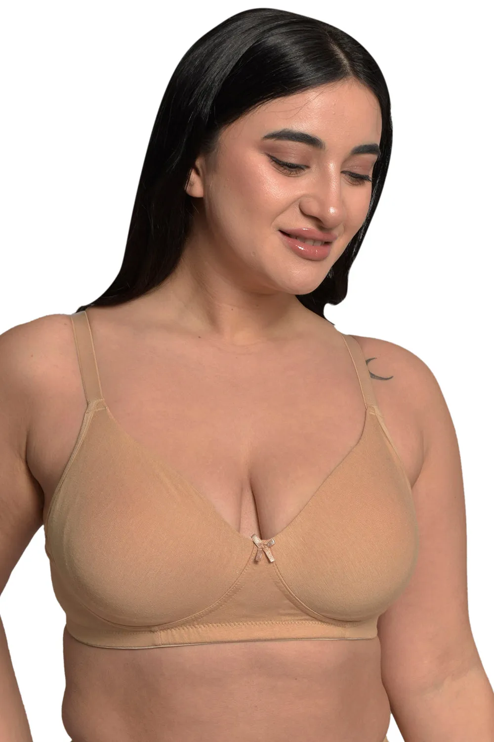 Plus Size Beige Organic Cotton Bamboo Non padded Everyday Bra