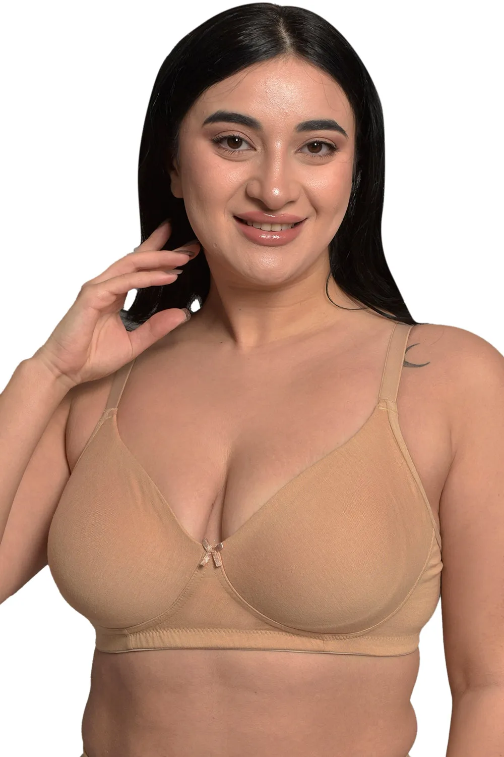 Plus Size Beige Organic Cotton Bamboo Non padded Everyday Bra