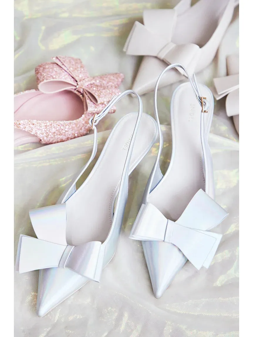 Pointed Toe Bow Slingback Heels