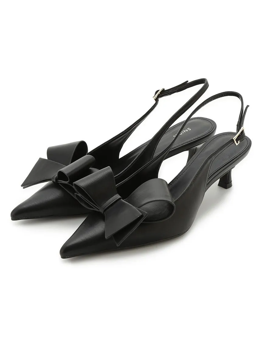 Pointed Toe Bow Slingback Heels