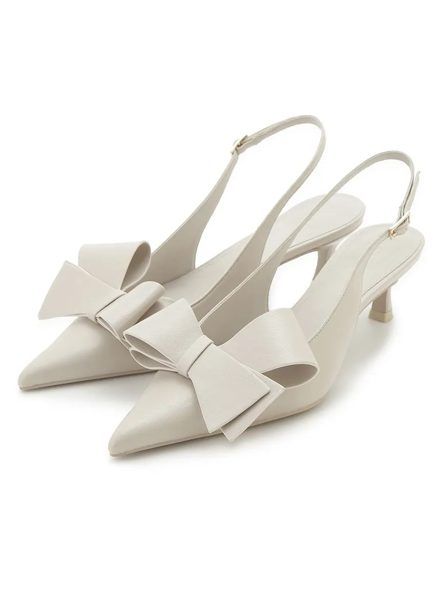 Pointed Toe Bow Slingback Heels