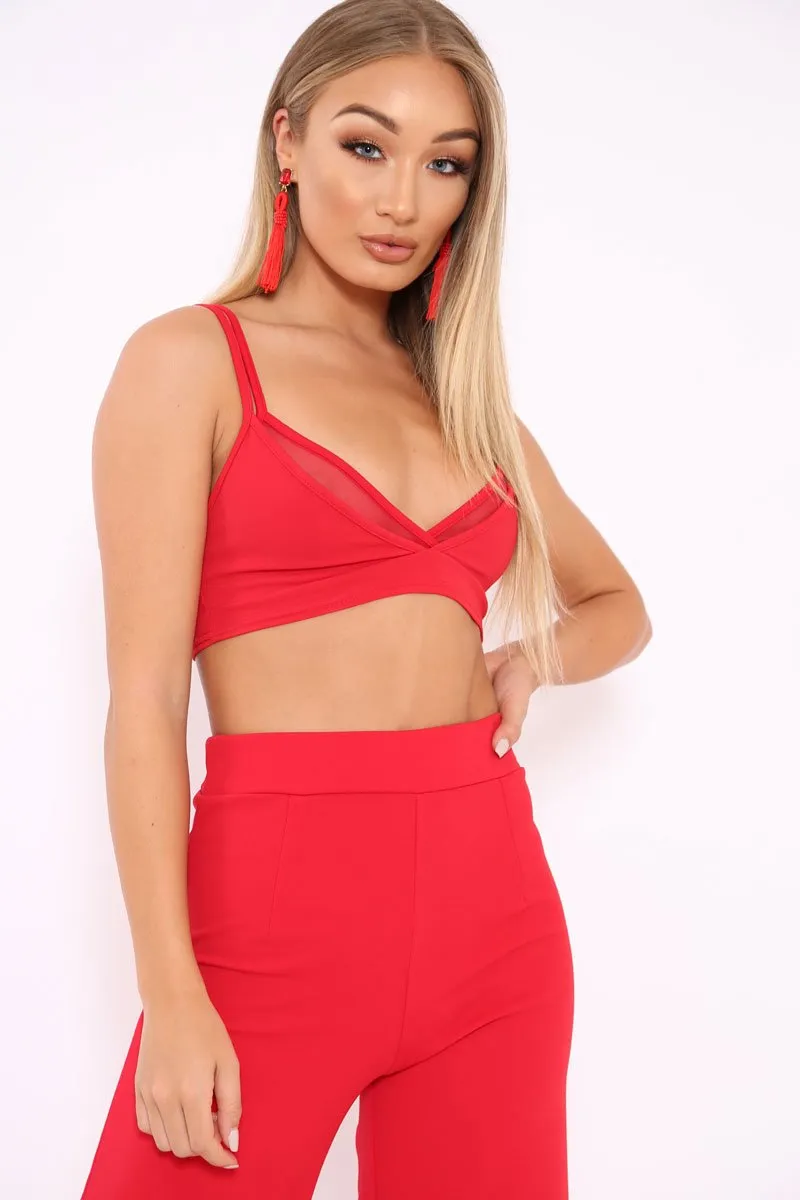 Red Plunge Front Double Layer Bralet - Moxie