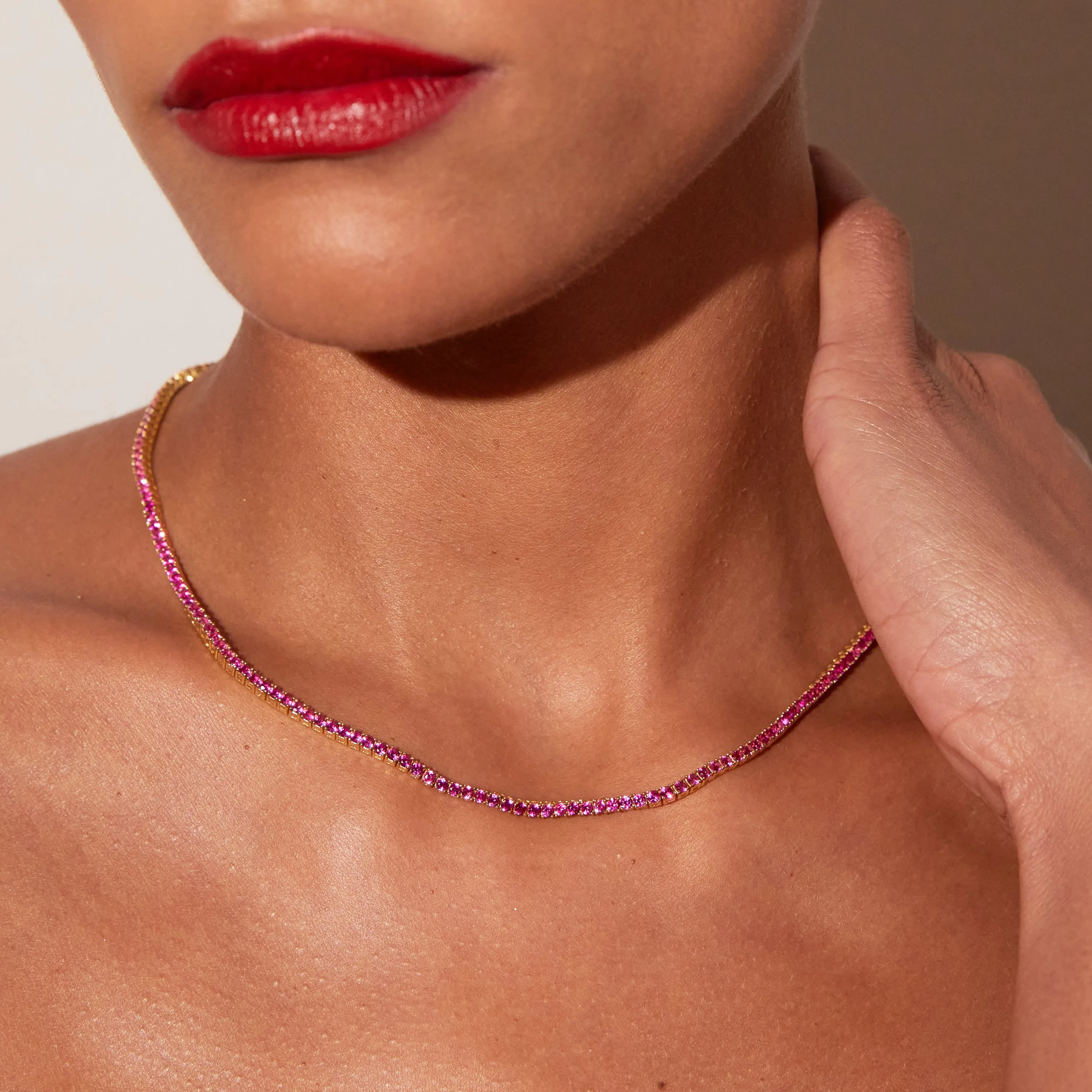 Red Ruby Tennis Necklace