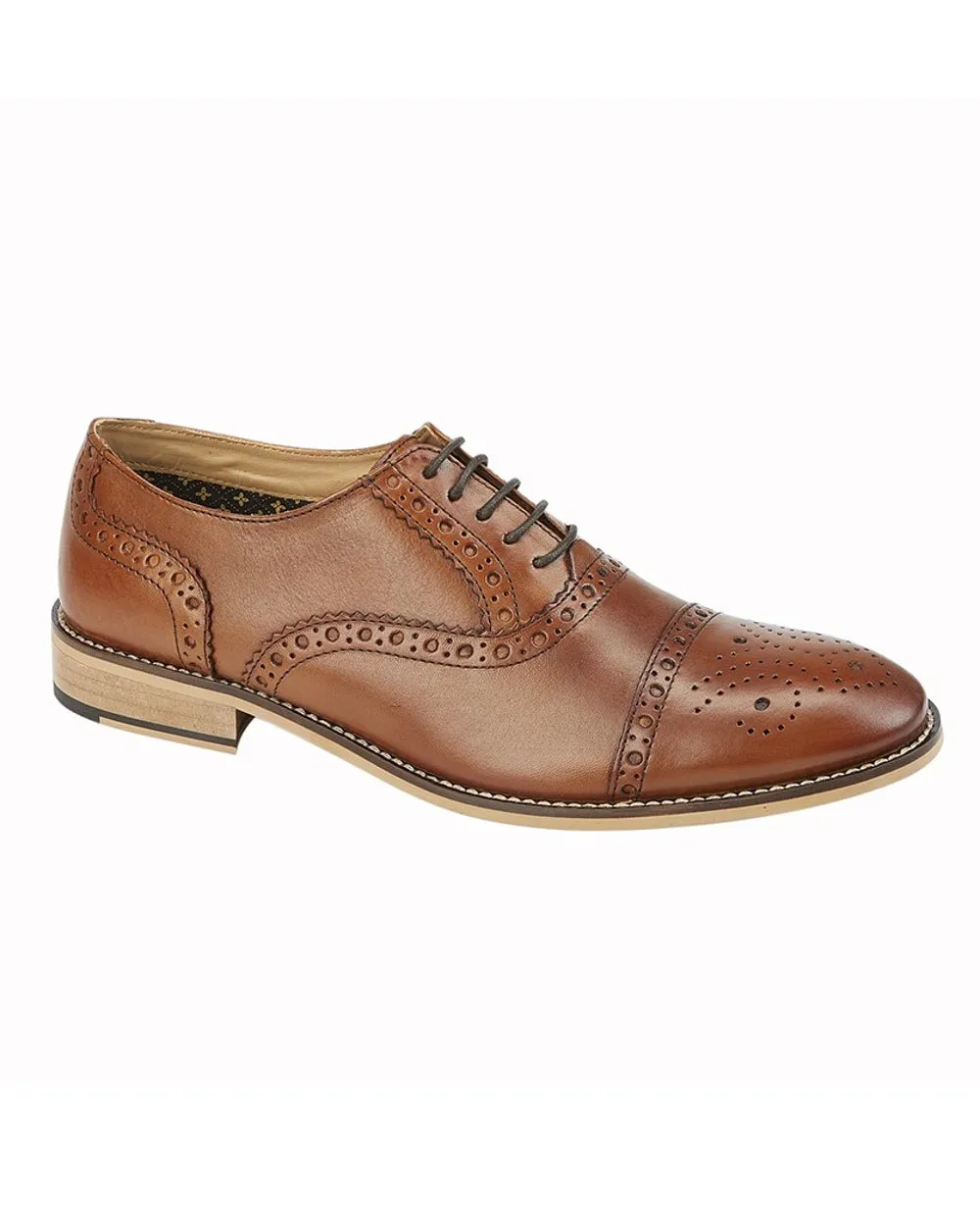 Roamers Mens Tan Leather Brogue Oxford Shoes