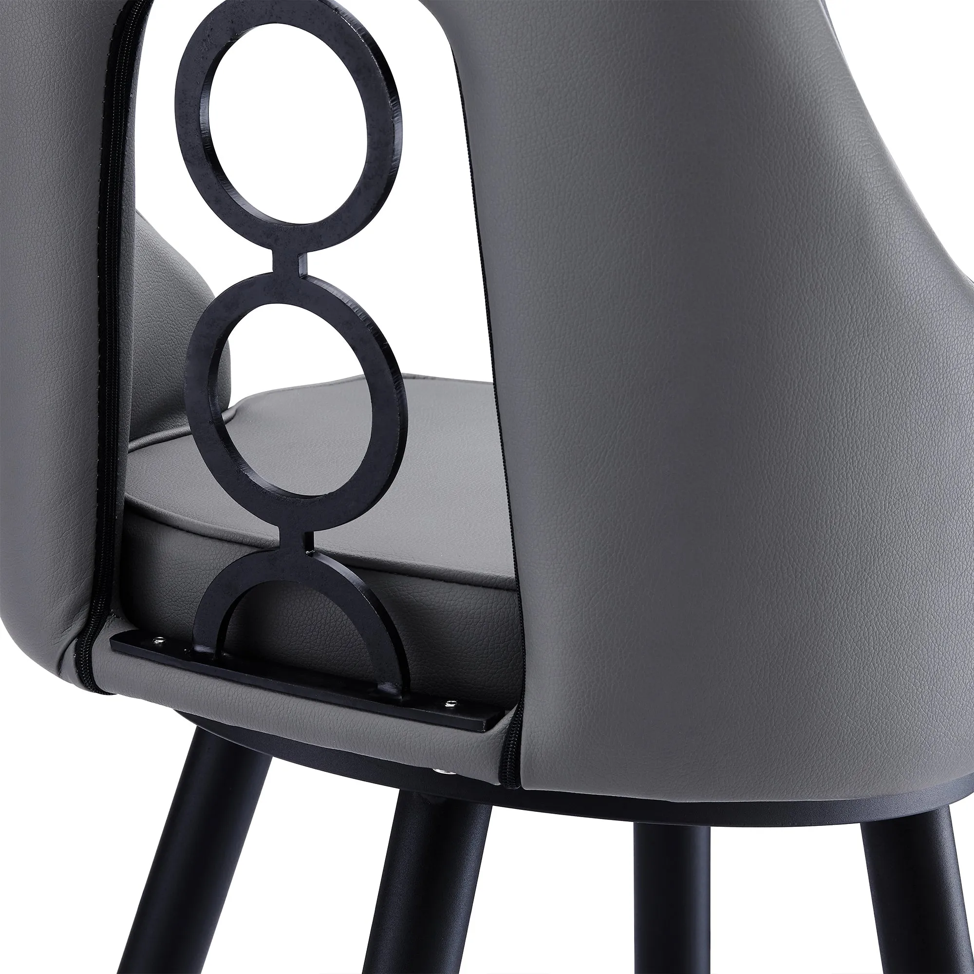 Ruby Contemporary 26 Counter Height Barstool in Black Powder Coated Finish and Gray Faux Leather