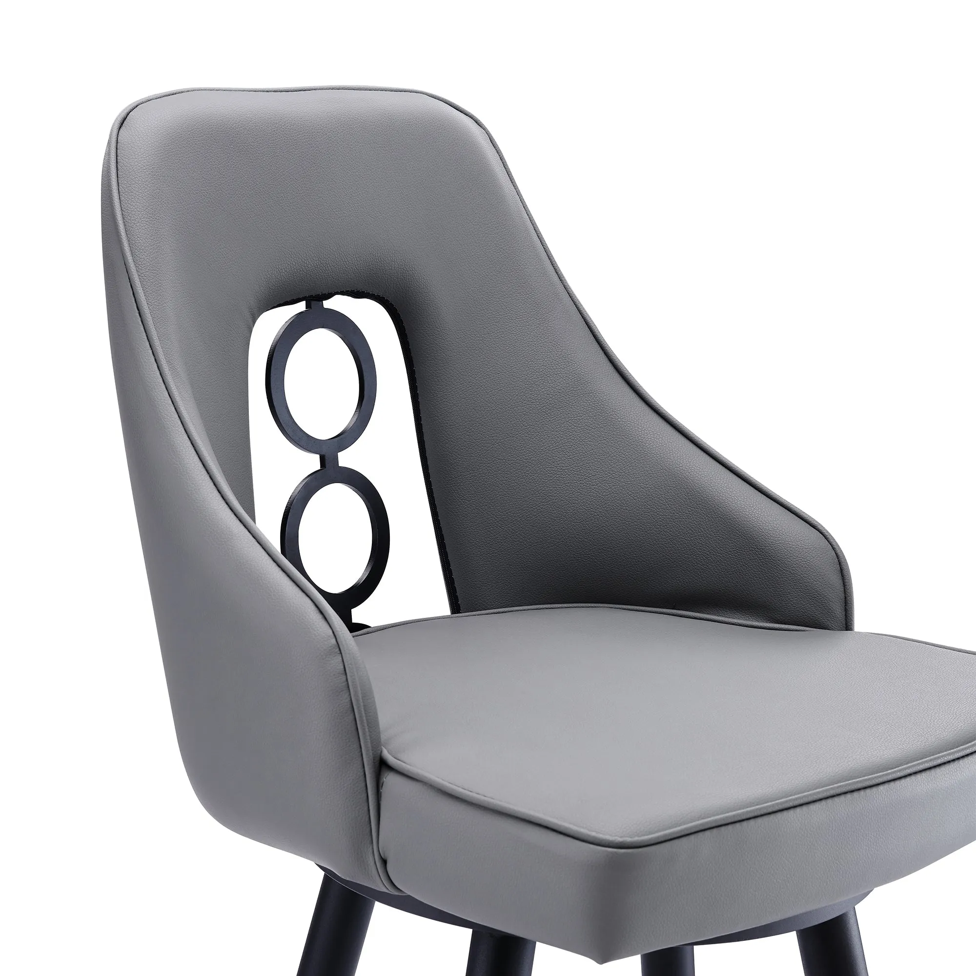 Ruby Contemporary 26 Counter Height Barstool in Black Powder Coated Finish and Gray Faux Leather