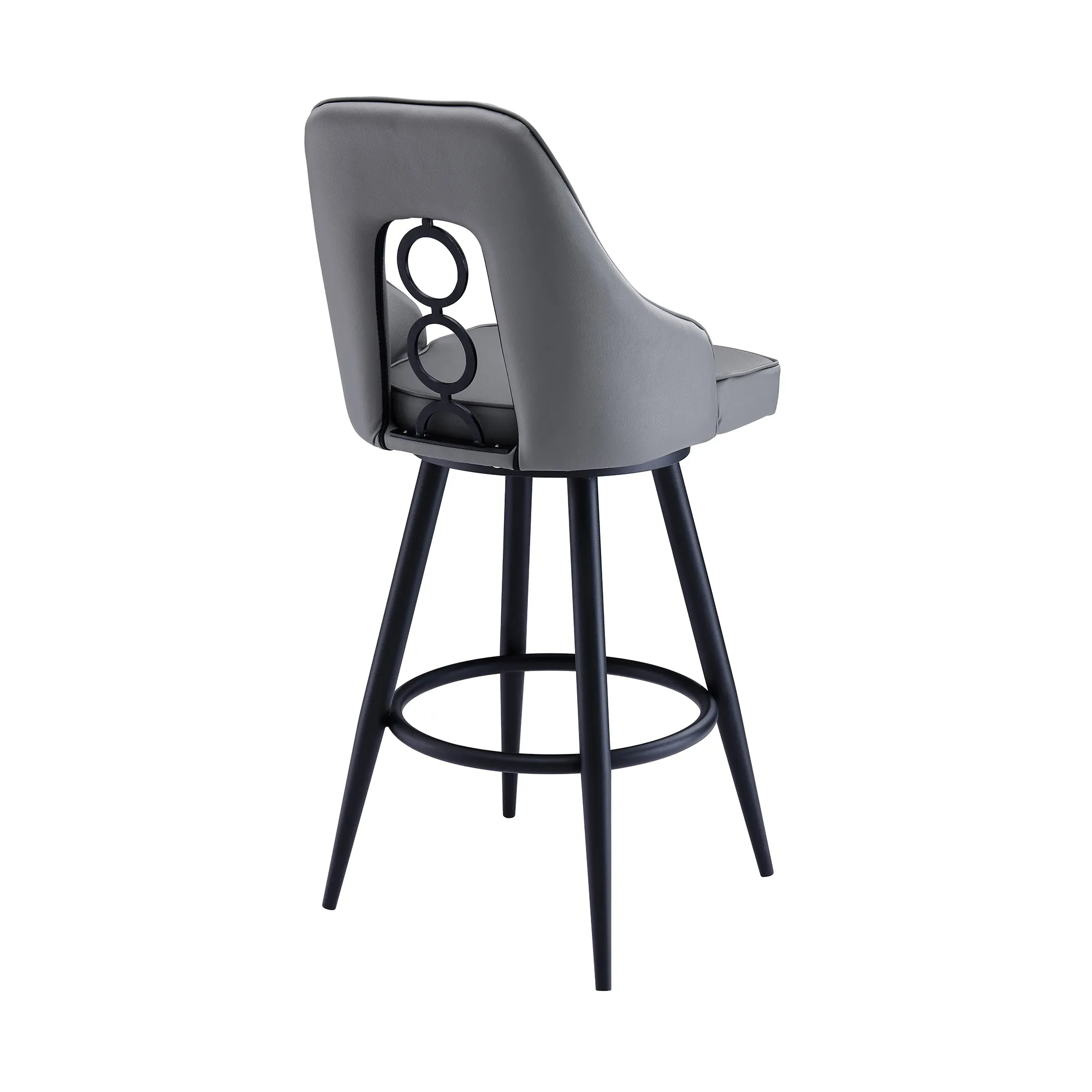 Ruby Contemporary 26 Counter Height Barstool in Black Powder Coated Finish and Gray Faux Leather