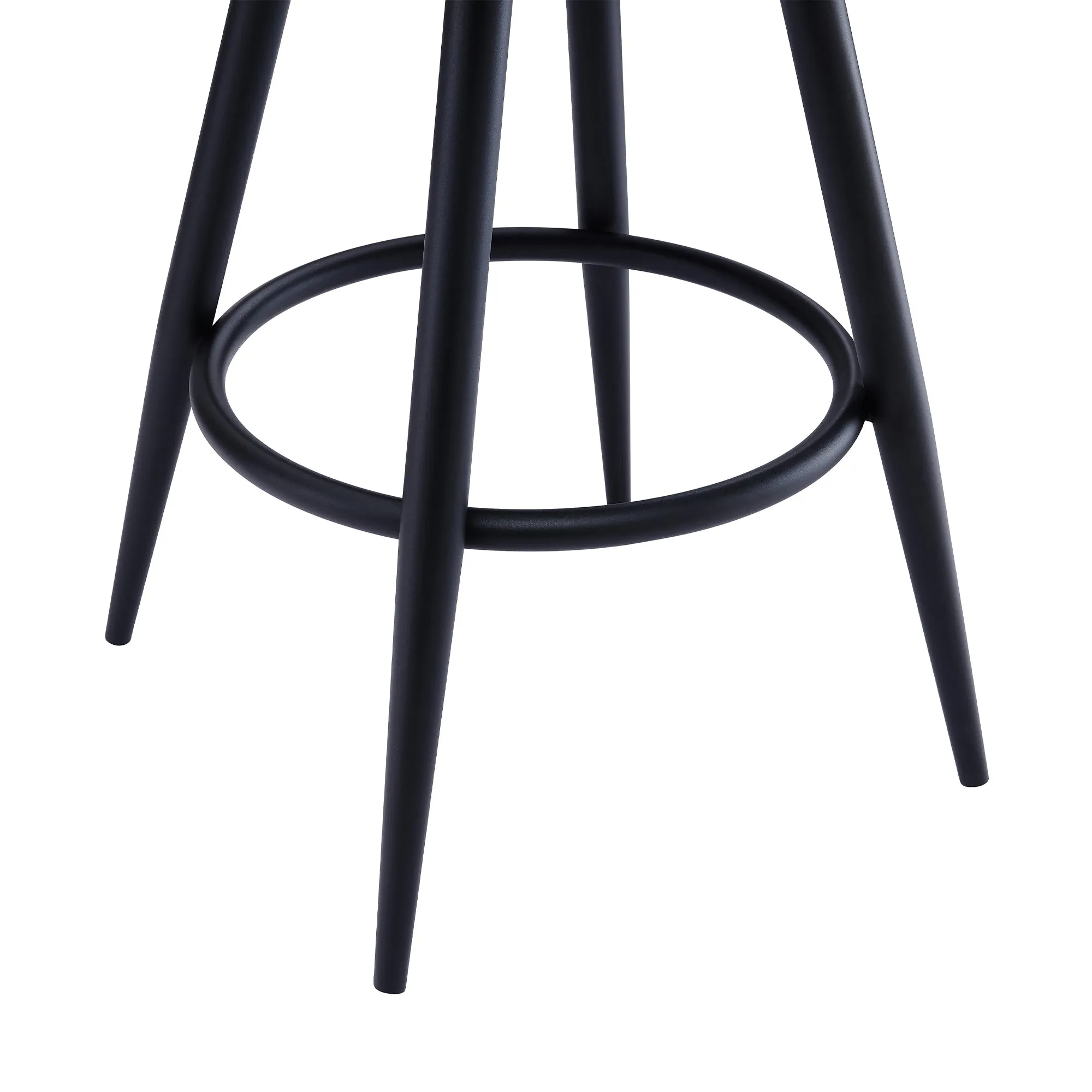 Ruby Contemporary 26 Counter Height Barstool in Black Powder Coated Finish and Gray Faux Leather