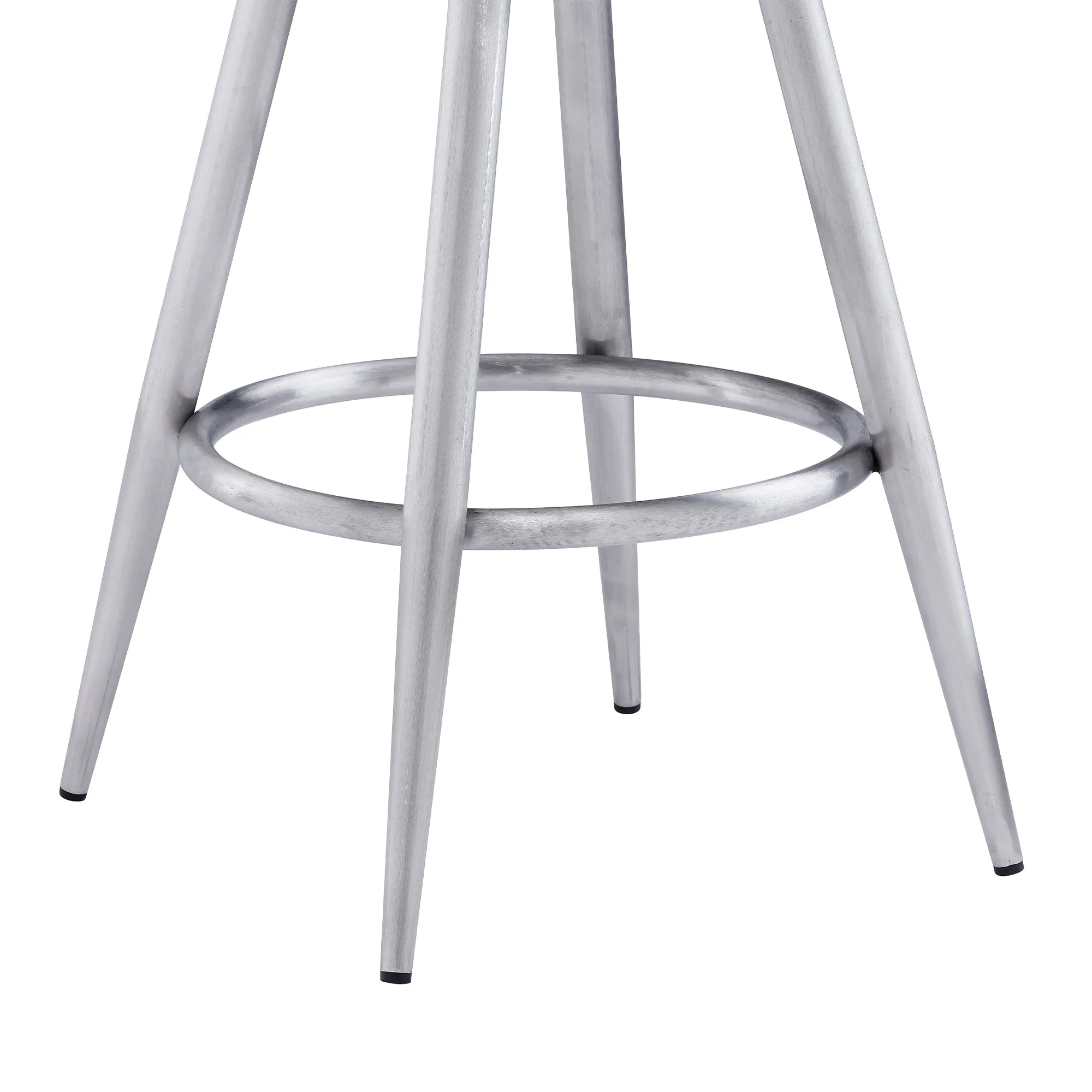 Ruby Contemporary 26 Counter Height Barstool in Brushed Stainless Steel Finish and Black Faux Leather