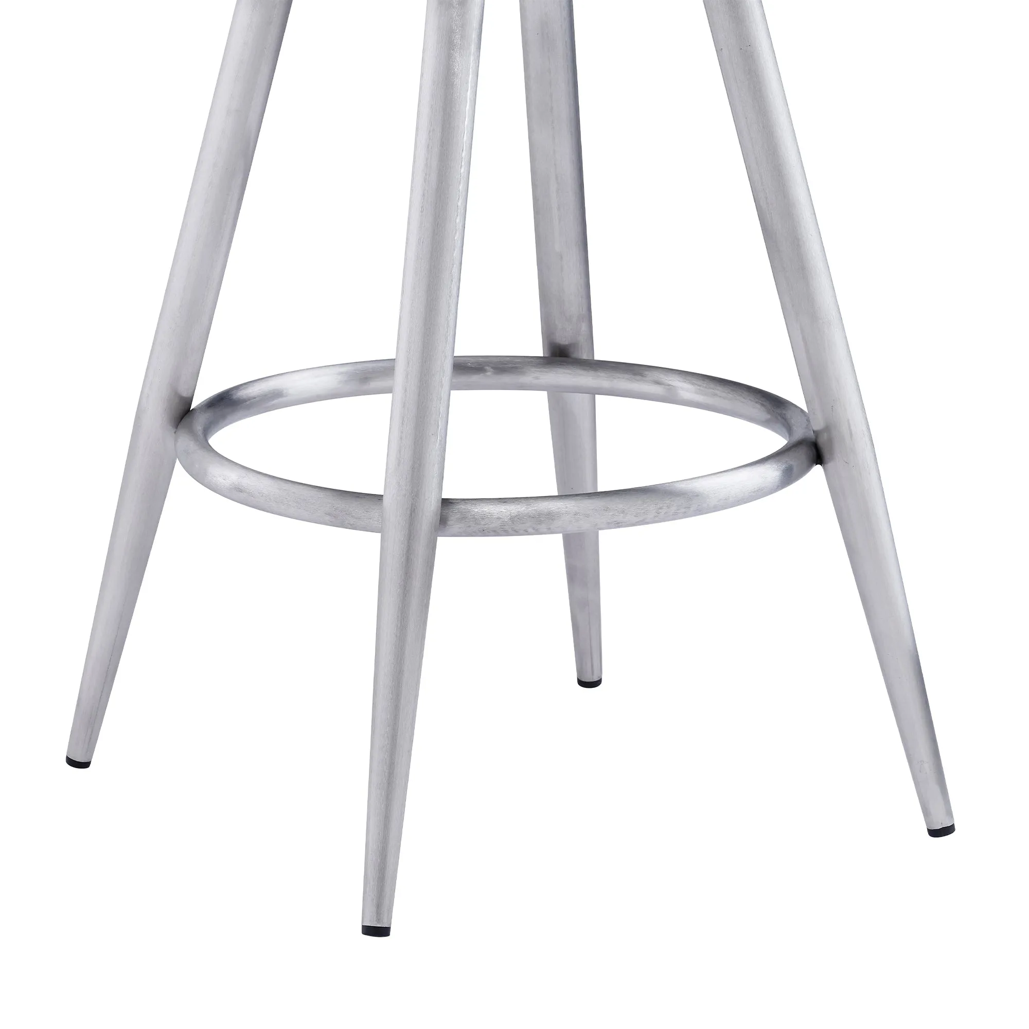 Ruby Contemporary 26 Counter Height Barstool in Brushed Stainless Steel Finish and Gray Faux Leather