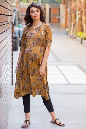 Rust Yellow Concealed Zips Nursing Kurta