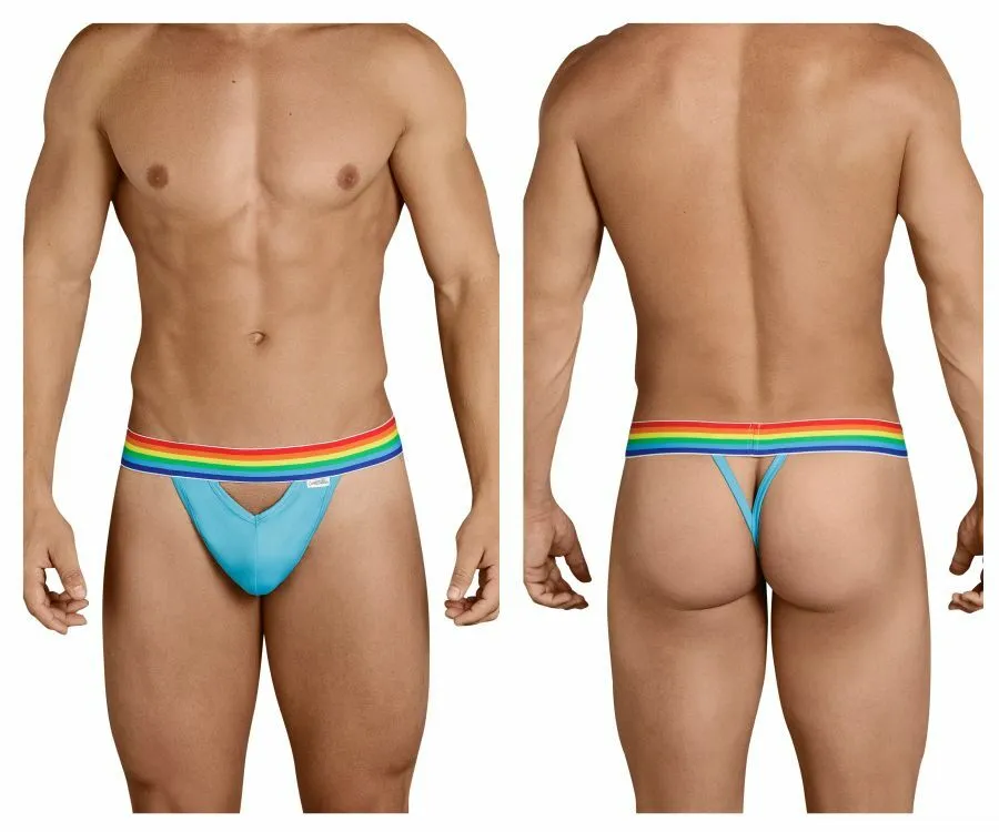 SALE - Mens G string with Rainbow Waist Turquoise