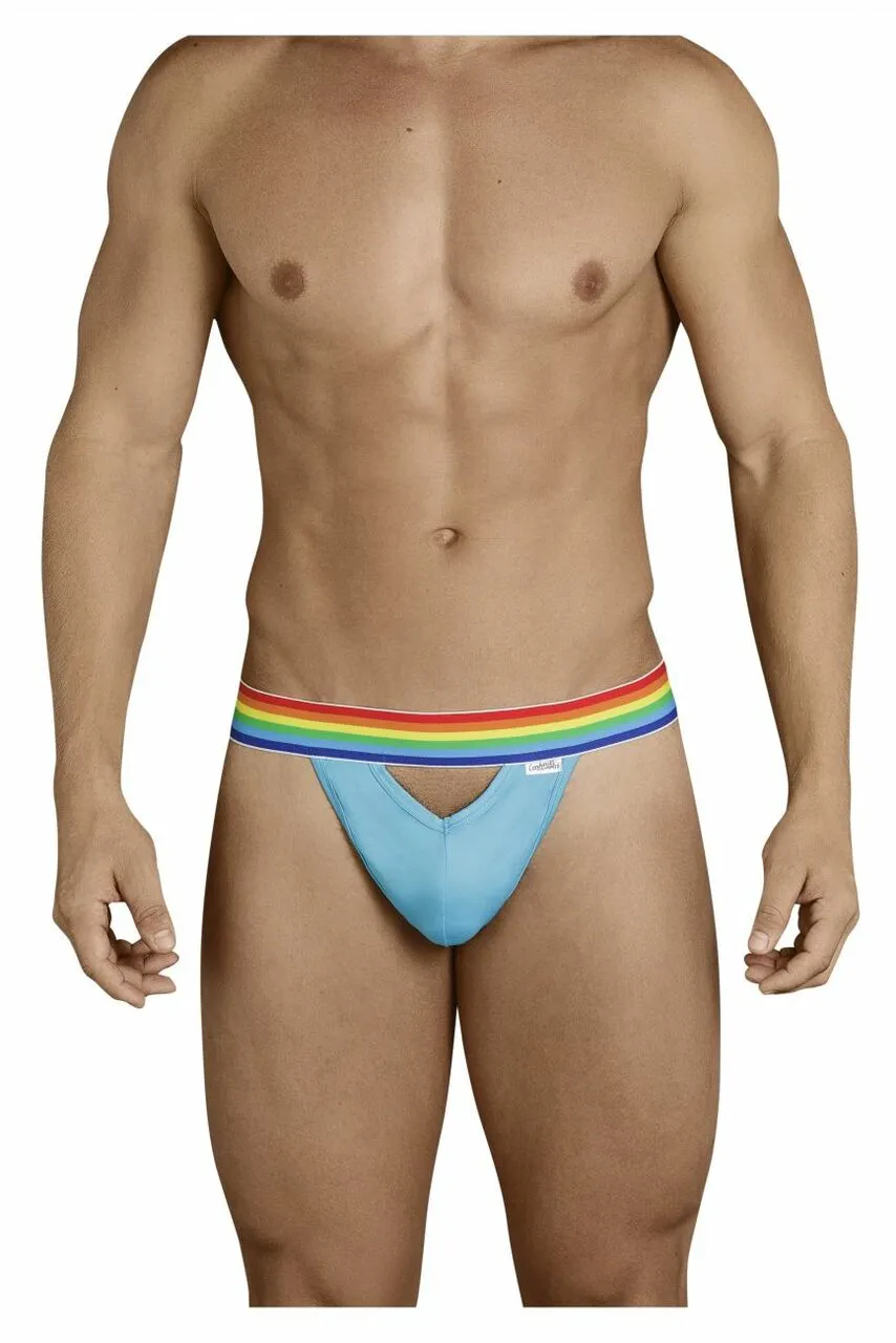 SALE - Mens G string with Rainbow Waist Turquoise