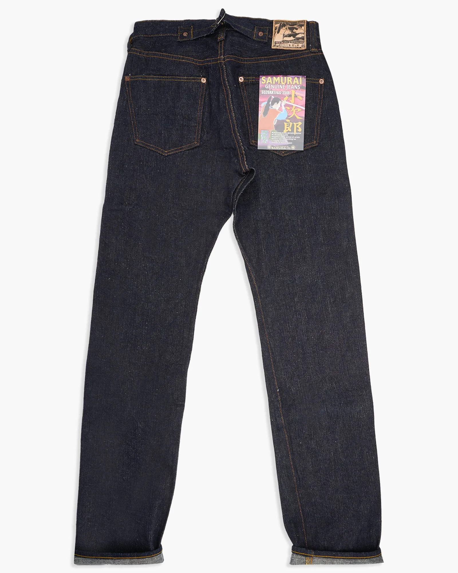 Samurai Jeans S526XX17ozL-25th Sasaki Kojiro Model 17oz Regular Straight Selvedge Jeans - Indigo Onewash