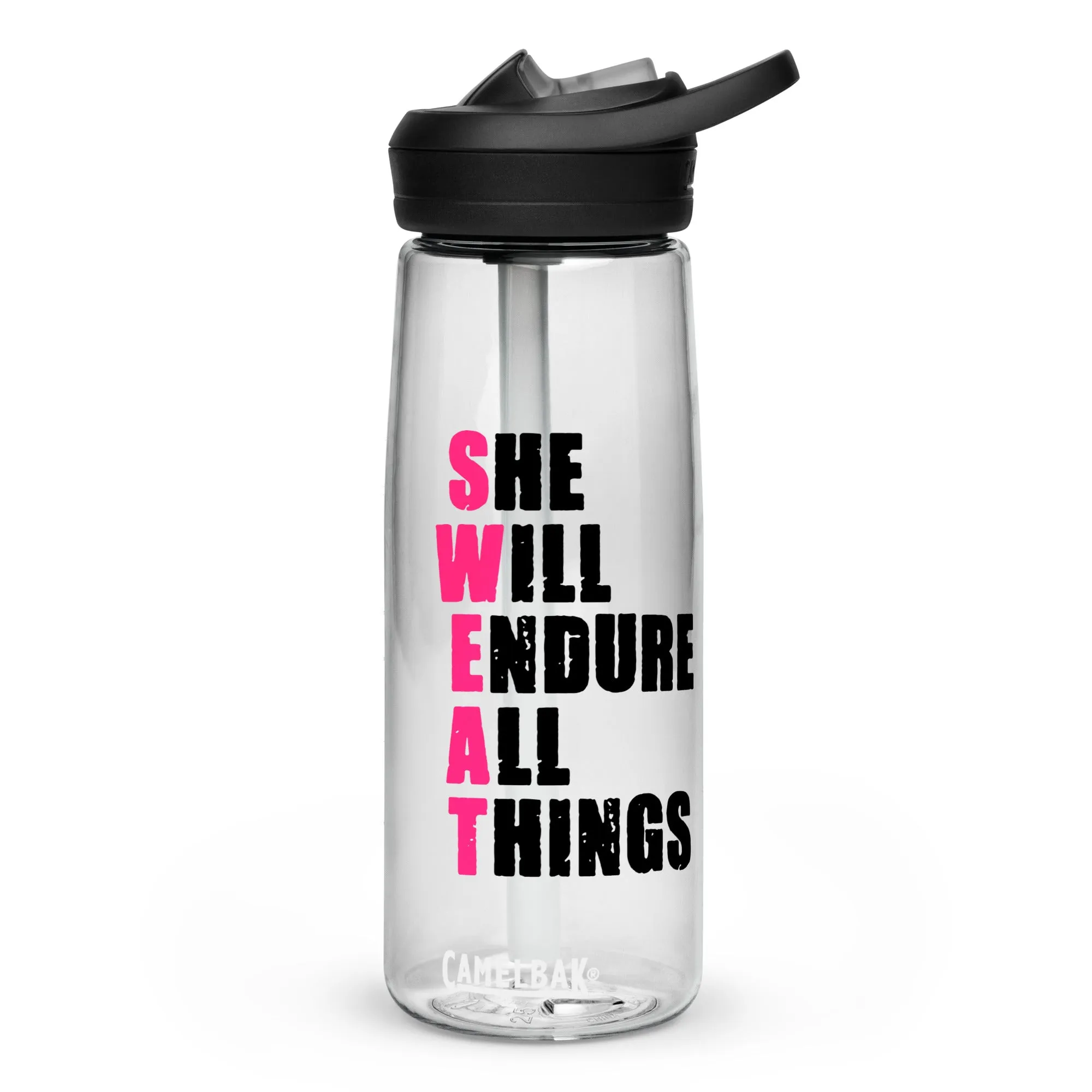 She Will Indure All Things Sports water bottle