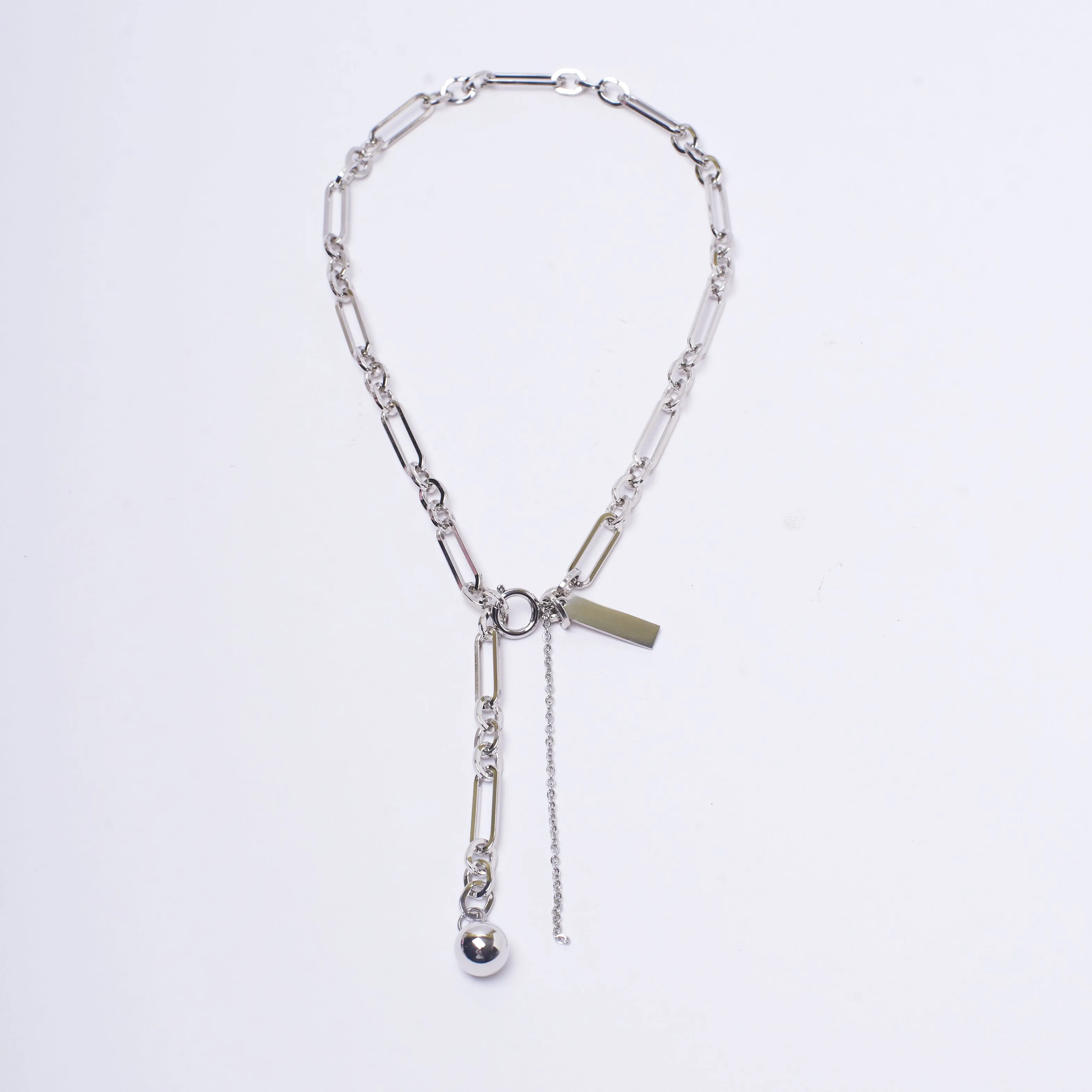 Sleek Silver Strata Necklace