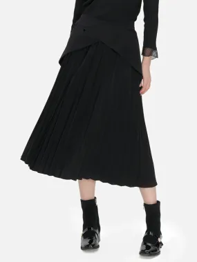 Splice Cross Pleated Suit Midi Skirt