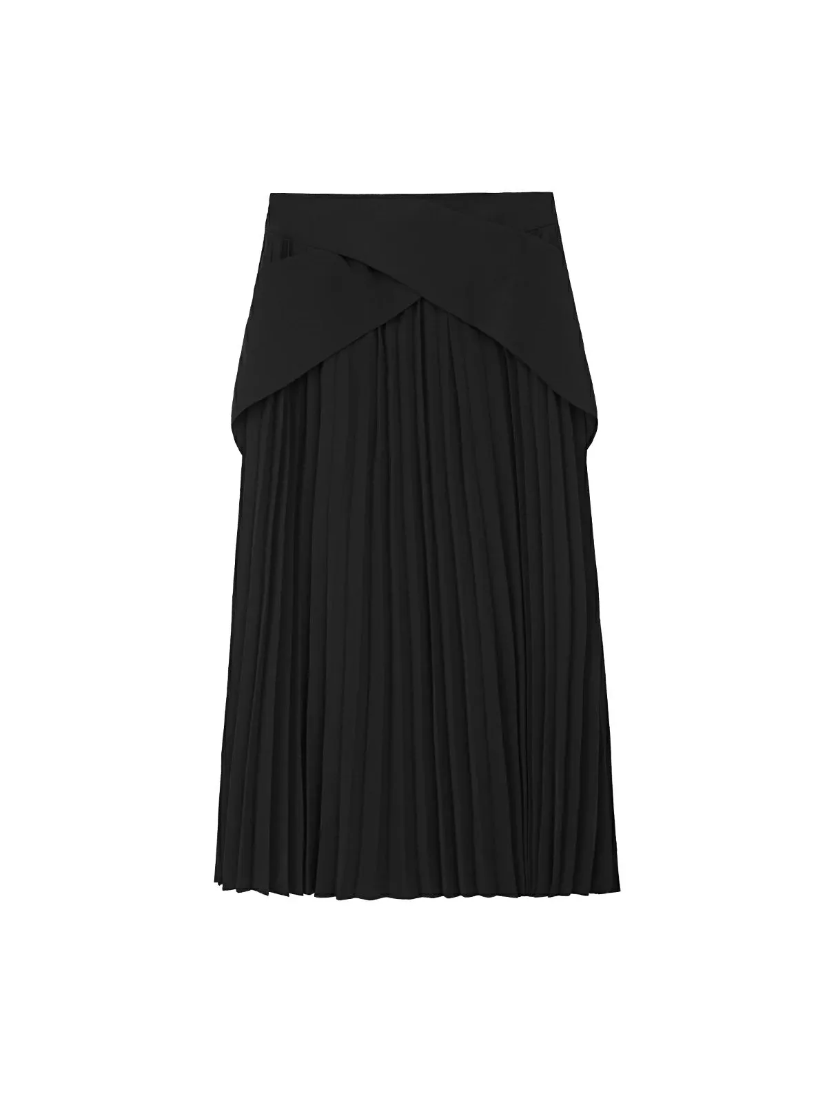 Splice Cross Pleated Suit Midi Skirt