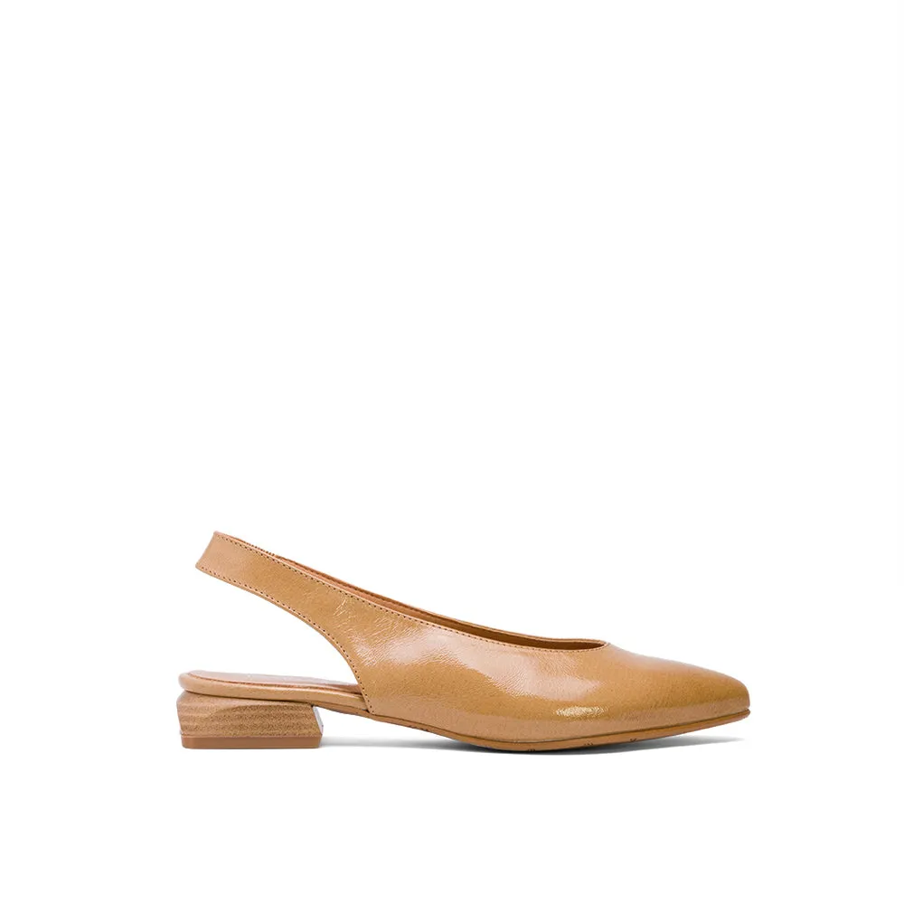 Tan Brown Leather Slingback Flats