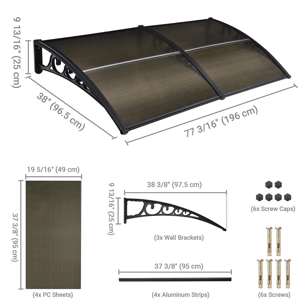 TheLAShop 6.5ft Awning Canopy Window Door Polycarbonate