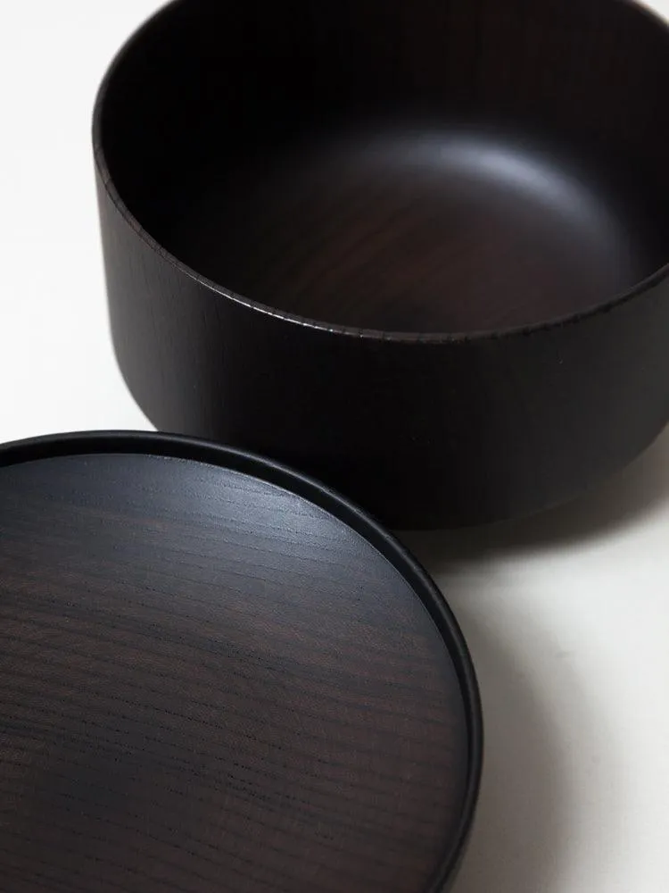 Tsumugi Wooden Bowl with Lid - Mentsuu (Black)