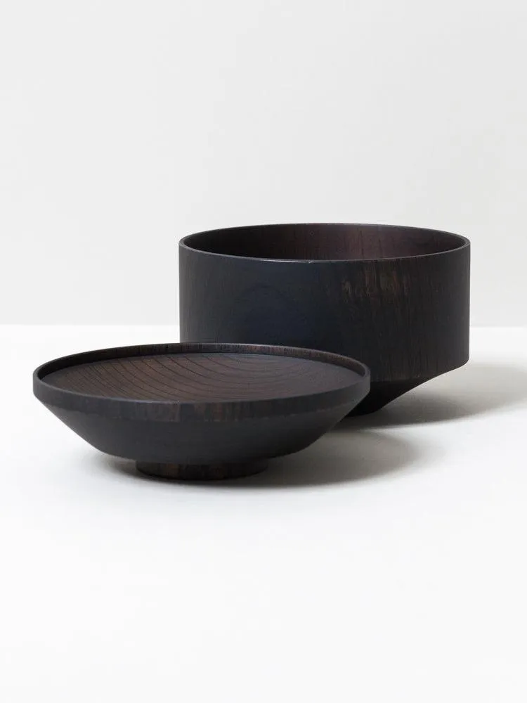 Tsumugi Wooden Bowl with Lid - Mentsuu (Black)