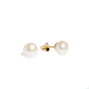 White Pearl Studs set in gold vermeil 7mm