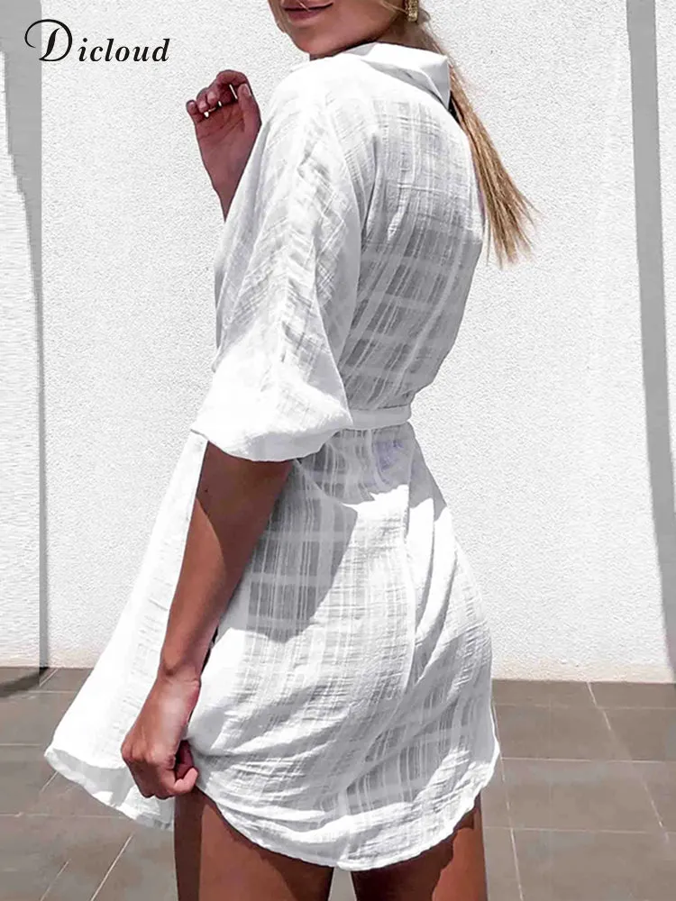 White Plaid Shirt Dress