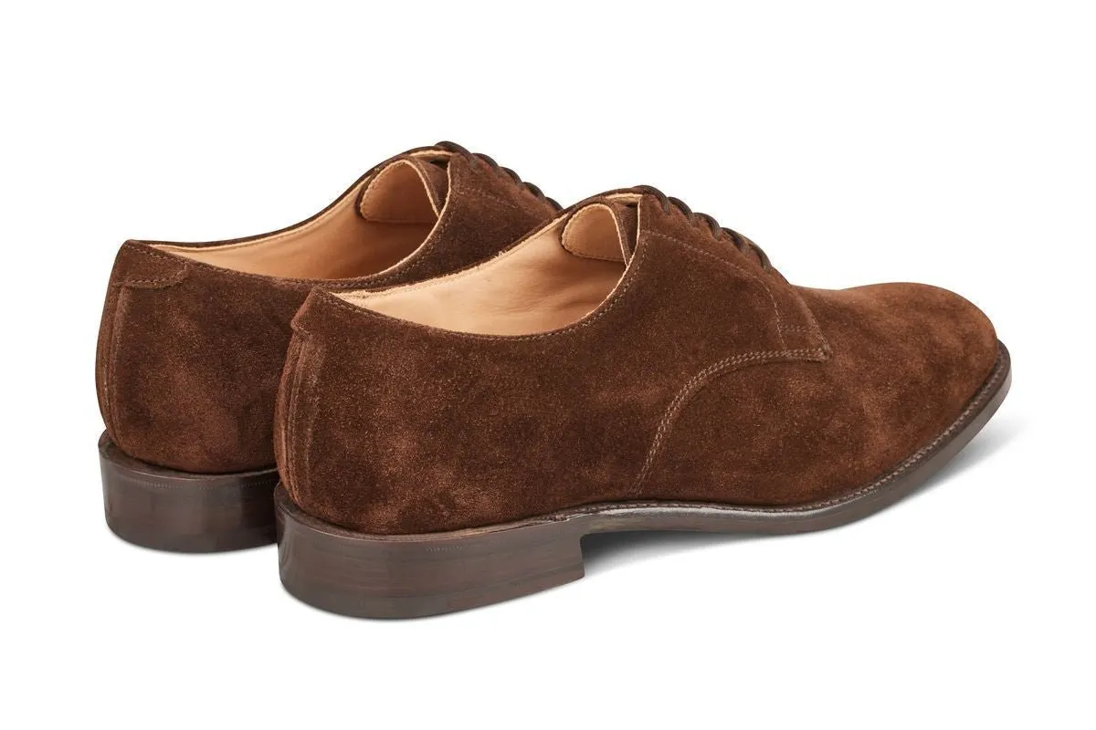 Wiltshire Plain Derby City Shoe - Chocolate Repello Suede