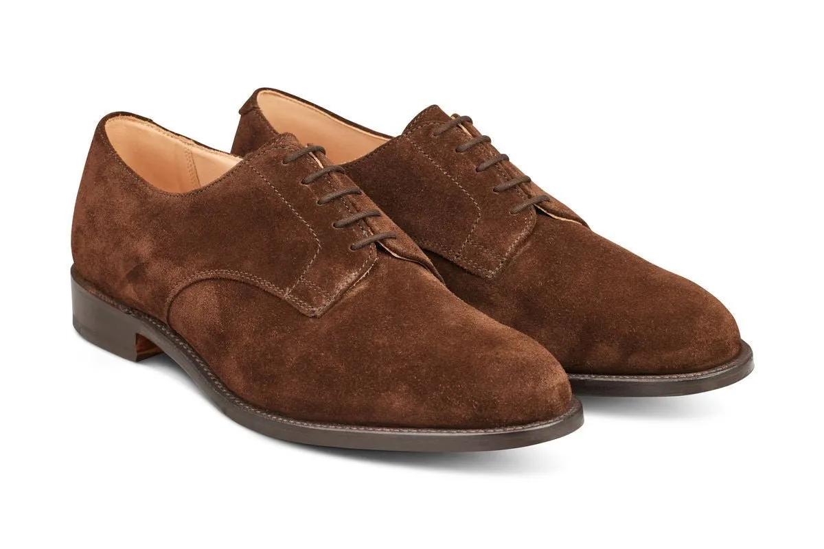 Wiltshire Plain Derby City Shoe - Chocolate Repello Suede