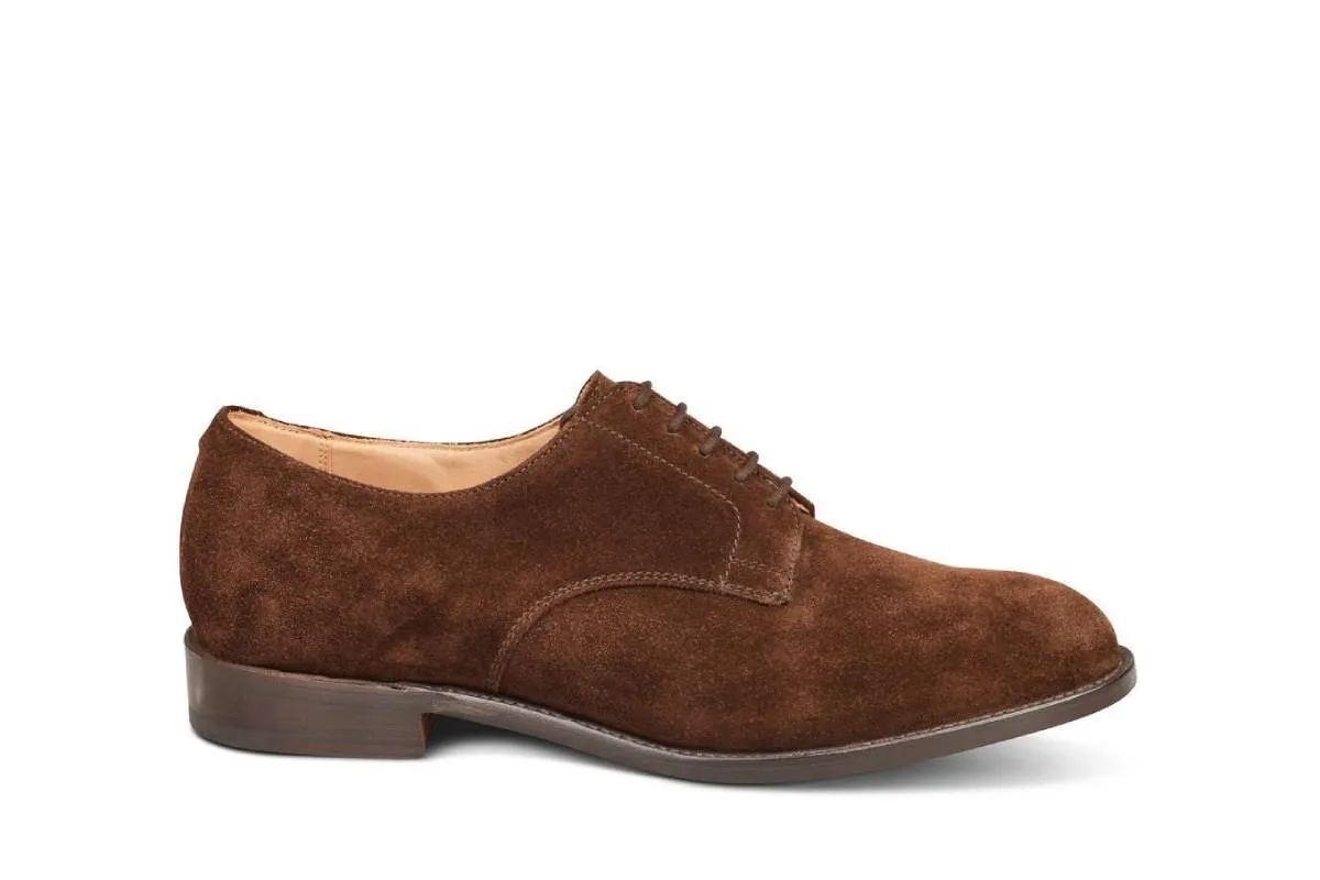 Wiltshire Plain Derby City Shoe - Chocolate Repello Suede