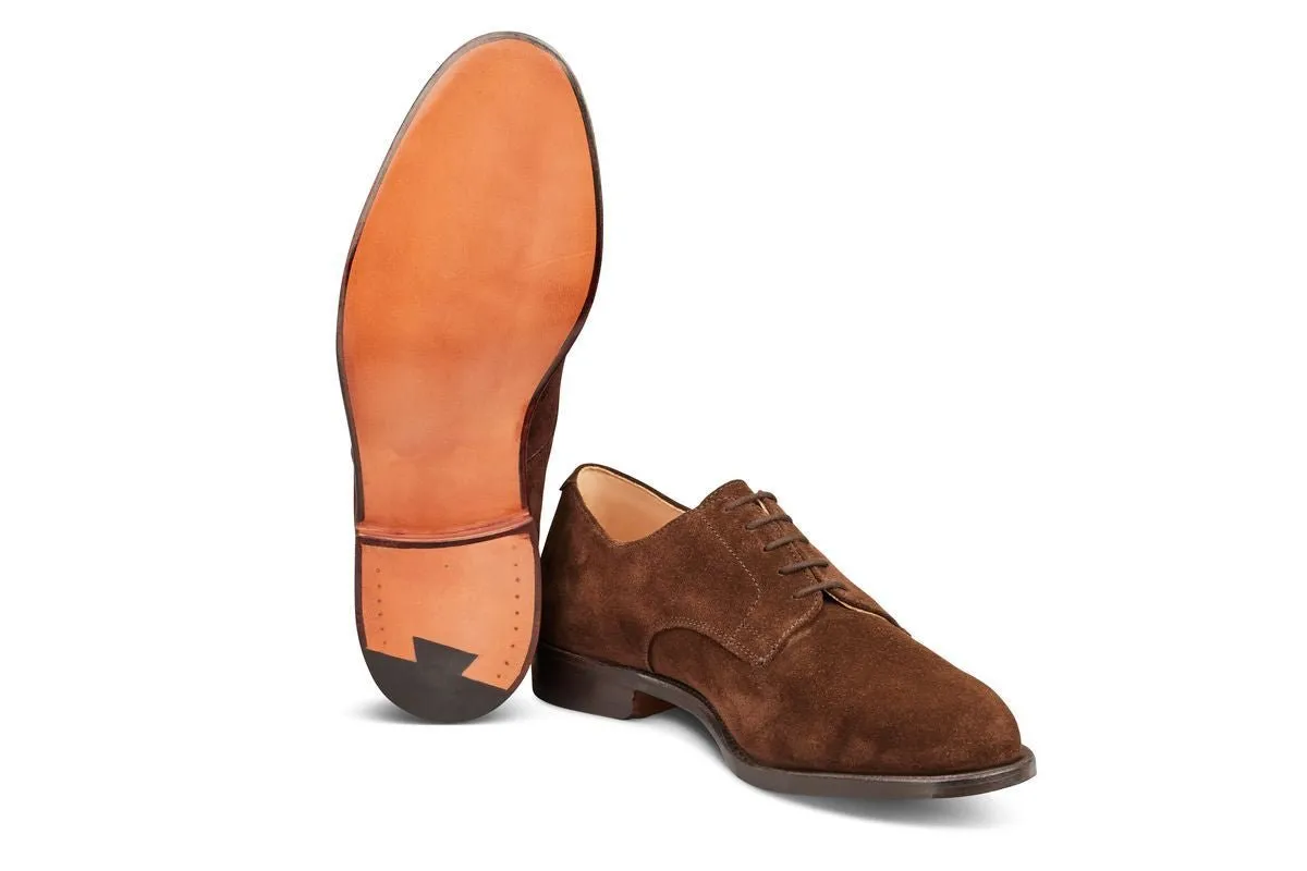 Wiltshire Plain Derby City Shoe - Chocolate Repello Suede