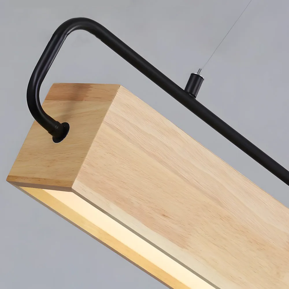 Wooden LED Dining Pendant Light - Rectangle